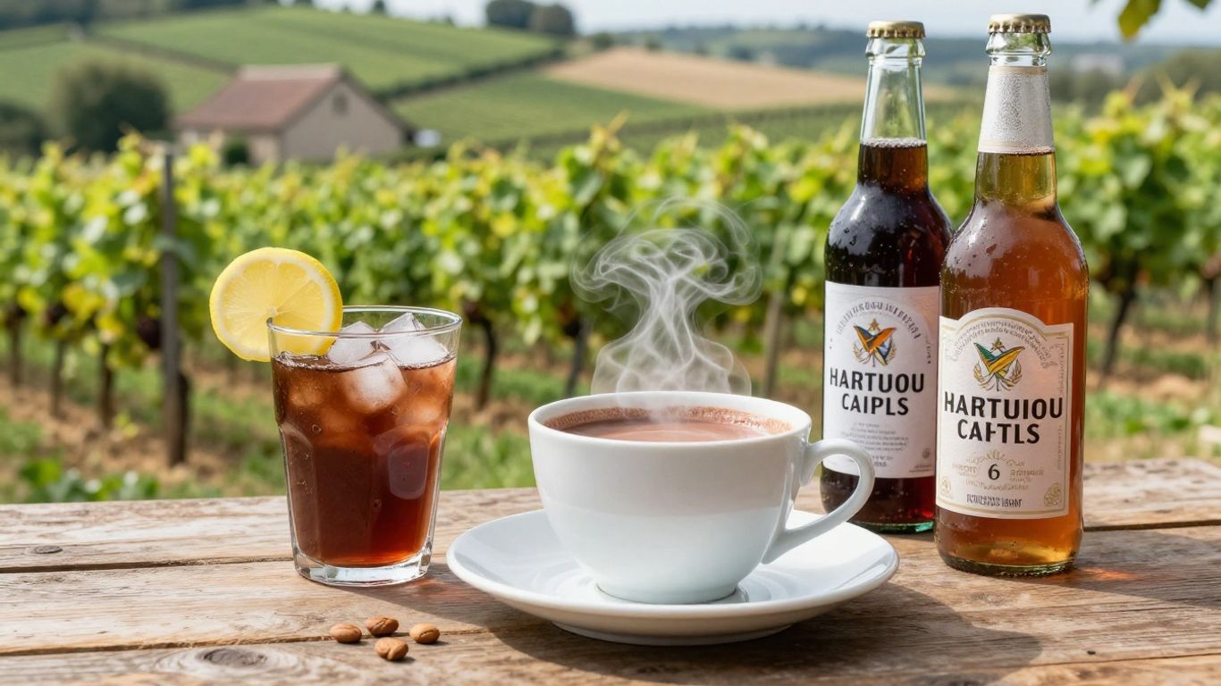 French drinks: pastis, hot chocolate, and cider.