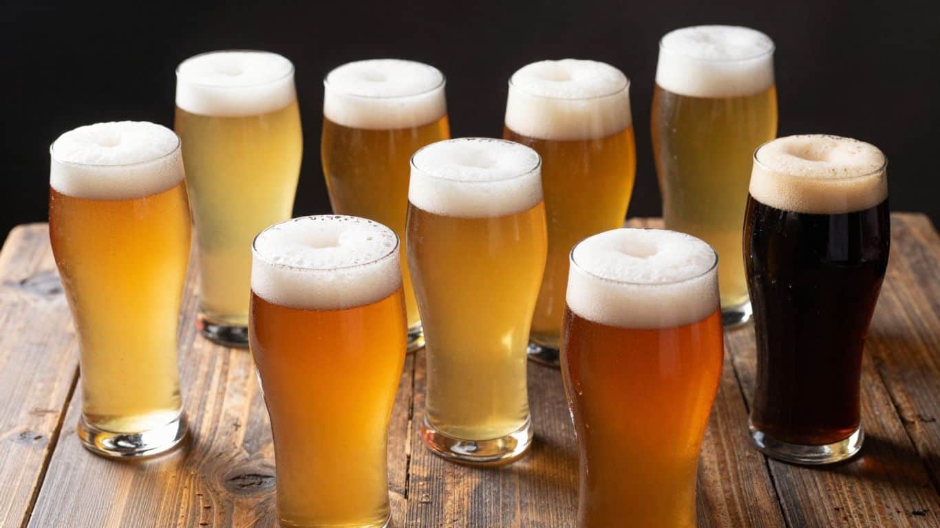 Craft beer bottles and glasses in Brittany