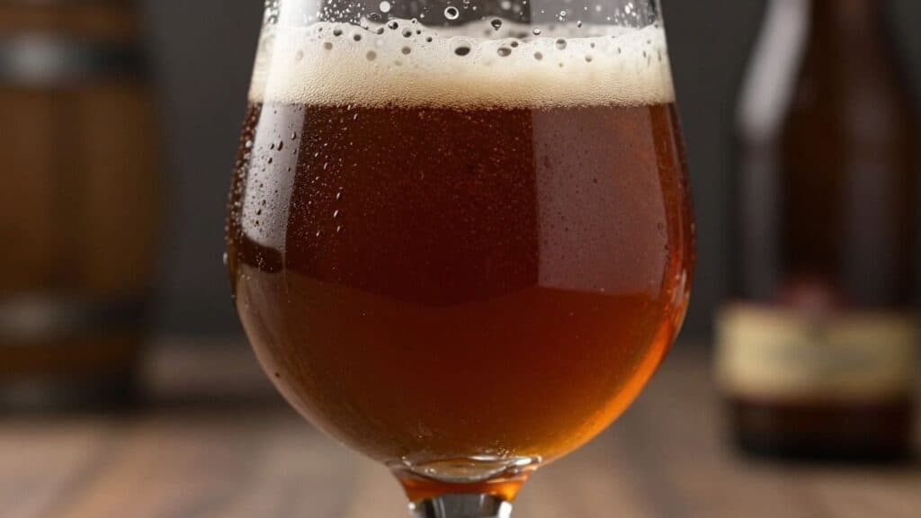 Barrel aged French craft beer in a glass