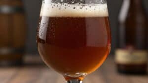 Barrel aged French craft beer in a glass