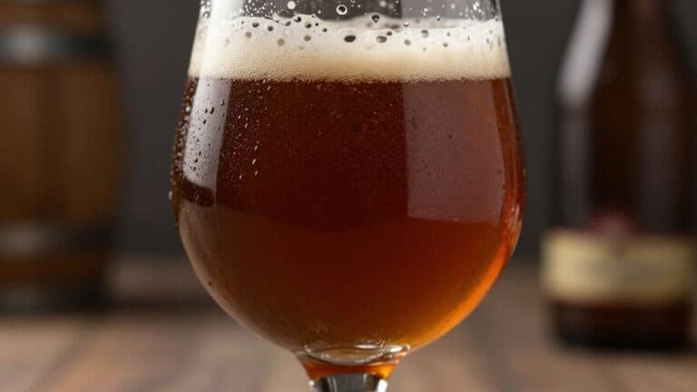 Barrel aged French craft beer in a glass