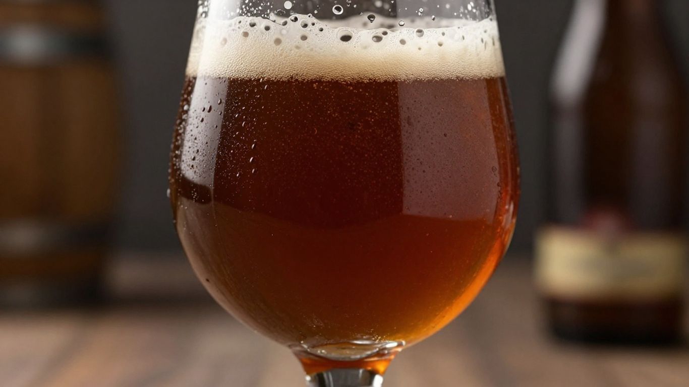 Barrel aged French craft beer in a glass