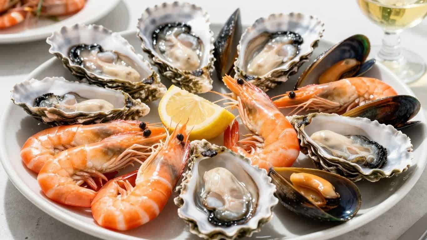 Fresh seafood platter at Cap d'Agde