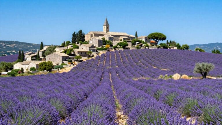 Lavender fields and villages in Provence, France