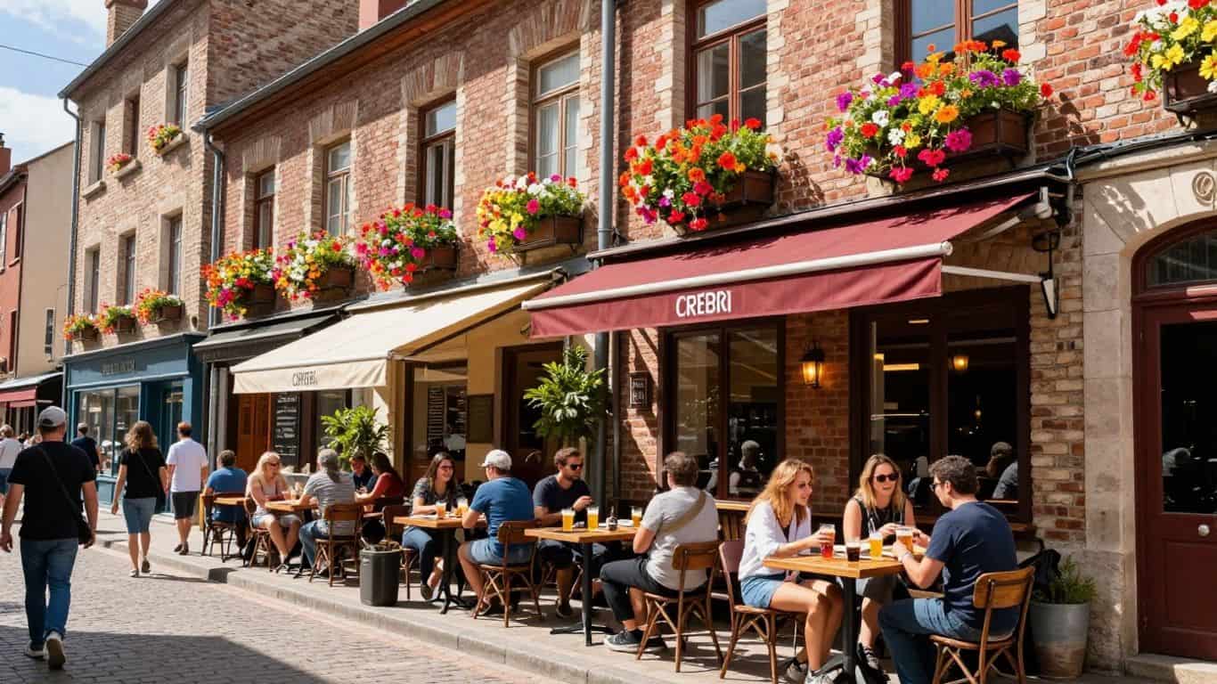 Craft breweries in Lyon, France with outdoor seating.