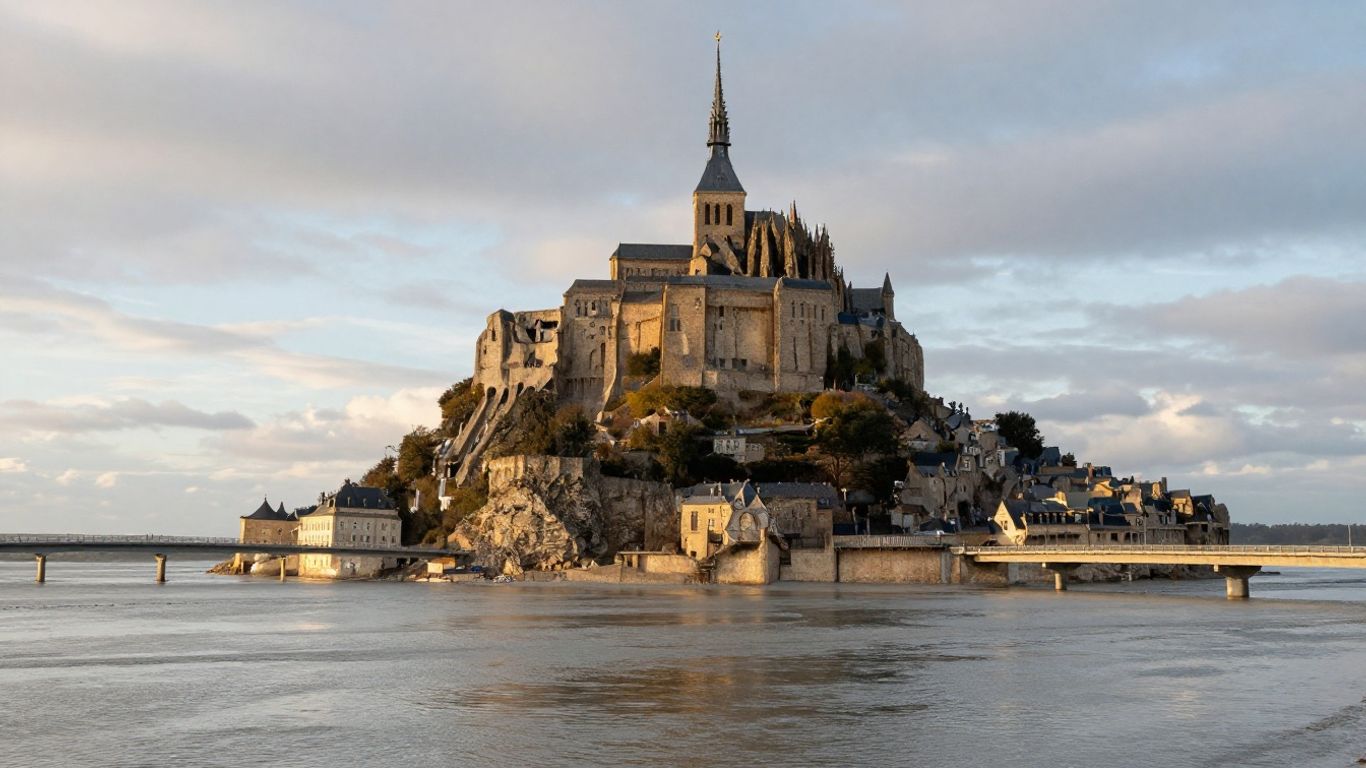 When France's Island Abbey Vanishes: Witnessing Mont Saint Michel at High Tide